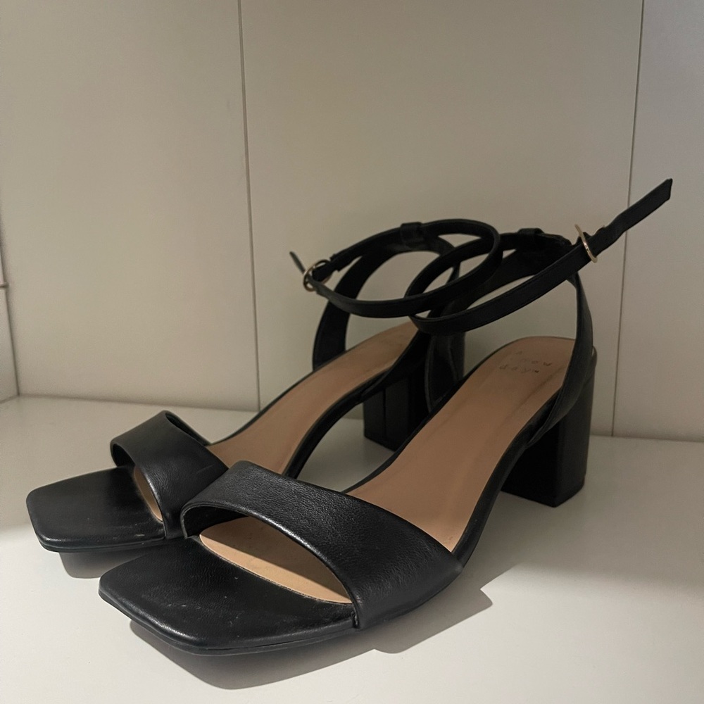 Elegant Black Block Heel Sandals - A New Day